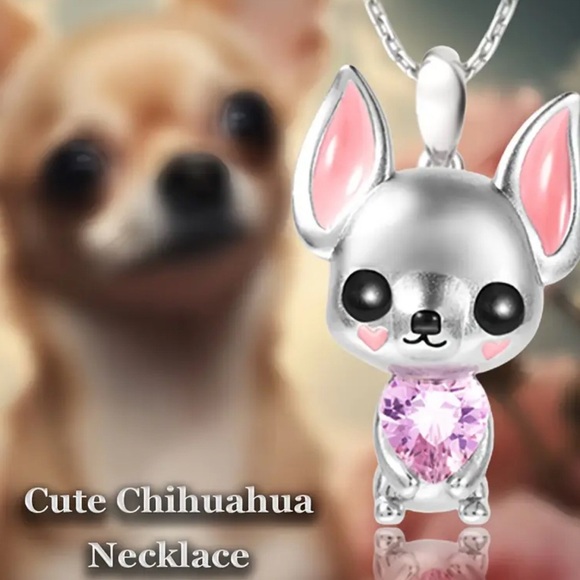 Cadena plateada con dije de perrito chihuahua - Picture 2 of 6